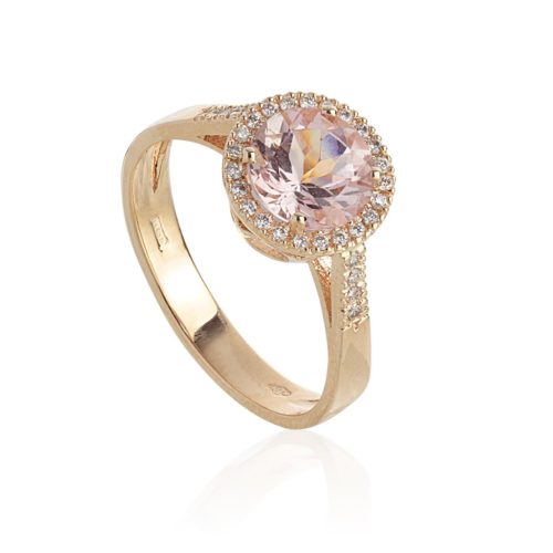 18 kt gold ring, with Morganite and Diamonds - AD529/MO-LR