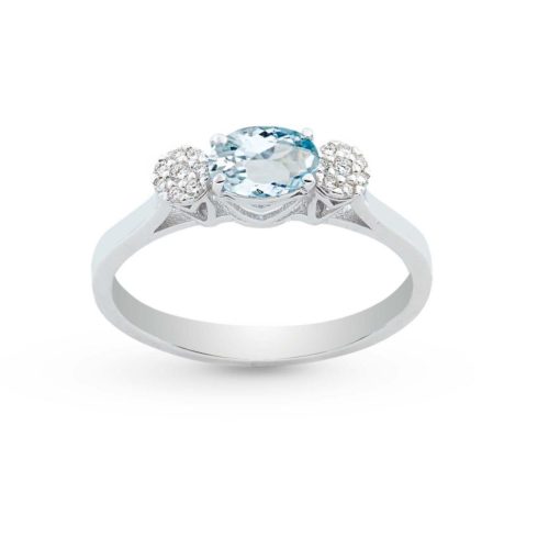 Gold ring with aquamarine and diamonds - AD556/AC-LB
