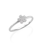 18 kt white gold flower ring with pavé diamonds - AD706-LB