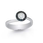 Gold ring with white and black diamonds - AD732-LL