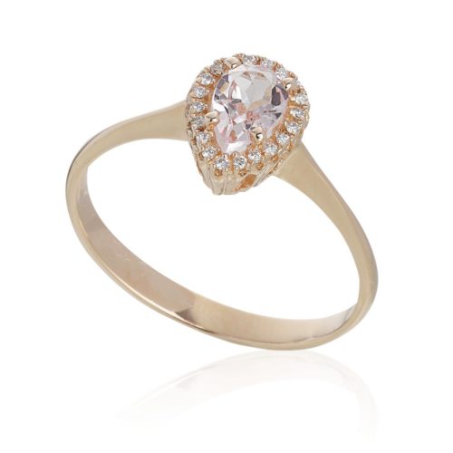 18 kt gold ring, with Morganite and Diamonds - AD887/MO-LR