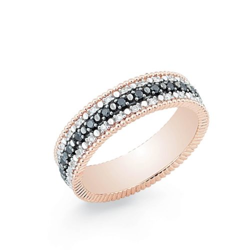 Eternity ring in 18kt gold and white and black diamonds - ADF207DN