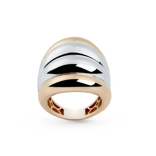 18kt two-tone gold wavy band ring - AP028-LN
