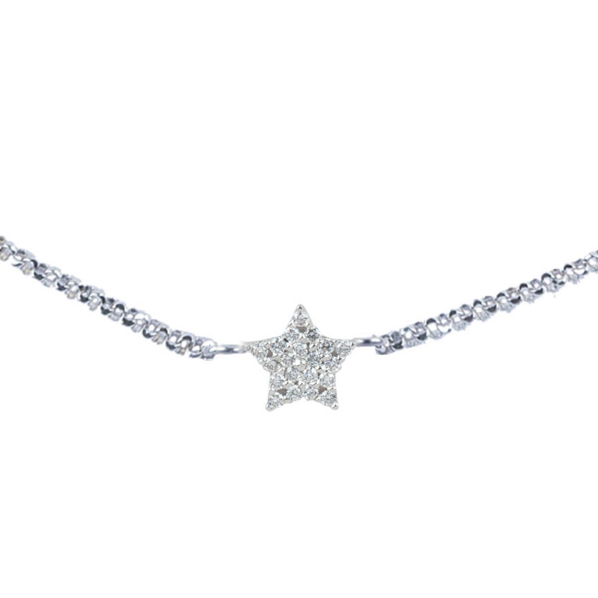18 kt white gold star bracelet with pavé diamonds - BD121-LB