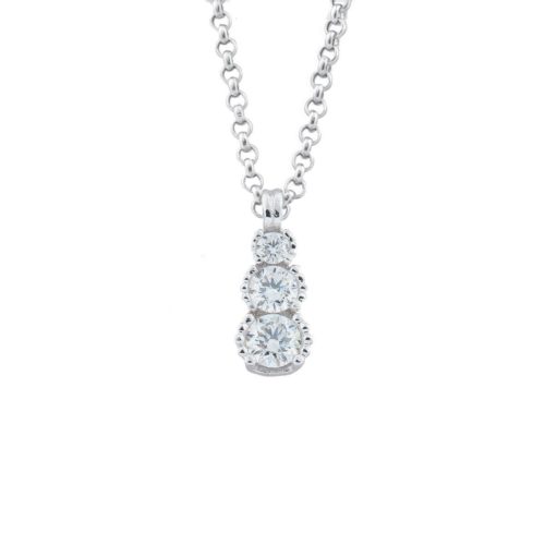 18kt white gold scalar trilogy diamond necklace - CD274-LB
