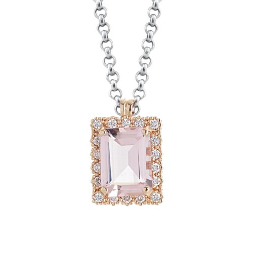 Gold necklace with Morganite and Diamonds - CD287/MO-LH