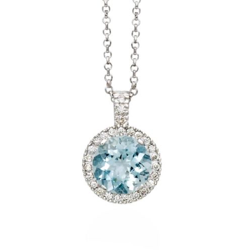 18kt white gold necklace with aquamarine and diamonds - CD306-LB