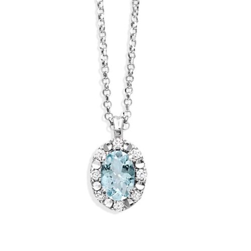 18 kt white gold necklace with aquamarine and diamonds - CD339/AC-4B