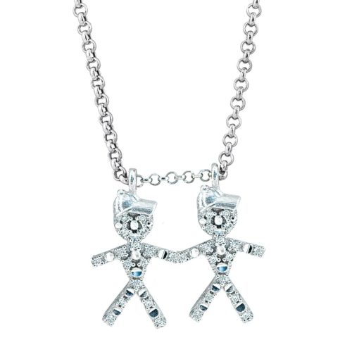 18kt white gold baby necklace, with diamonds - CD438/DBMM-4B