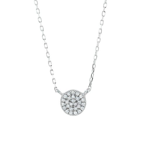 18 kt white gold circle necklace with pavé diamonds - CD476-LB