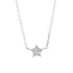 18 kt white gold star necklace with pavé diamonds - CD477-LB