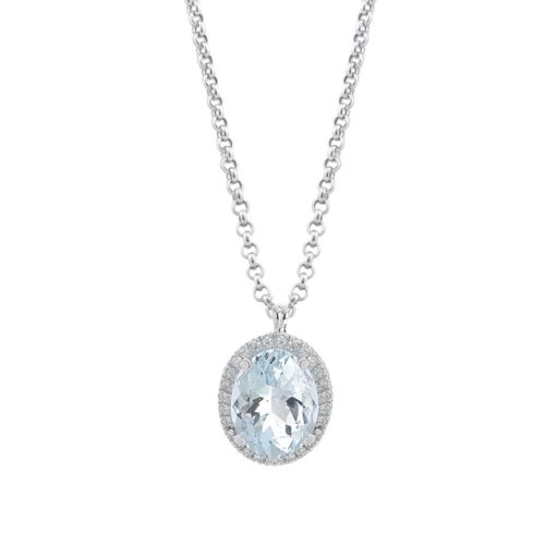 18 kt white gold necklace with aquamarine and diamonds - CD536/AC-LB
