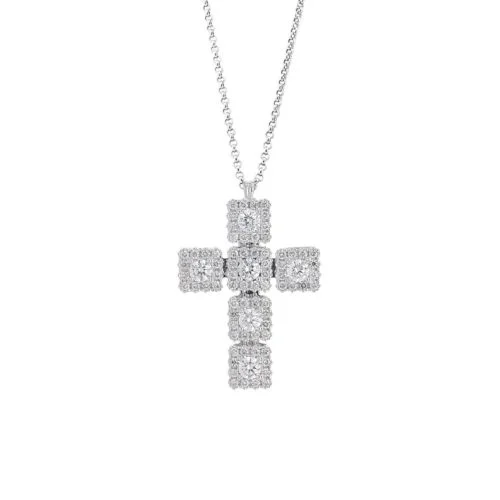 18 kt white gold necklace, cross with diamonds - CD538/DB-LB