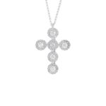 18 kt white gold necklace, cross with diamonds - CD539/DB-LB