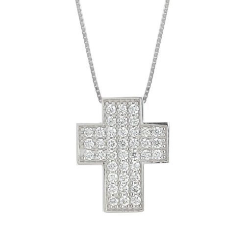 Cross necklace in 18kt gold with pavé diamonds - CD575/DB