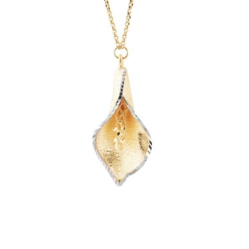 Two-tone satin calla necklace in 18kt gold - CEA2073-LI