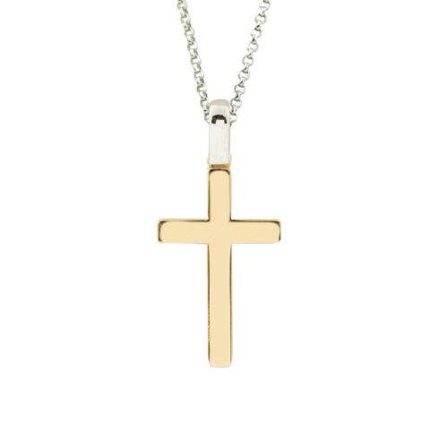 Necklace with white gold chain and 18kt yellow gold cross - CEA2477-LO