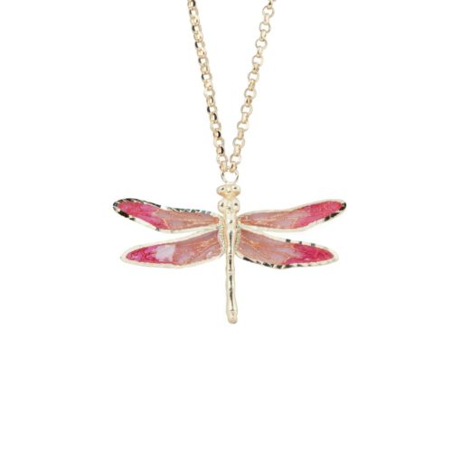 Dragonfly necklace in 18kt yellow gold, cathedral enamel - CEA3319-MG