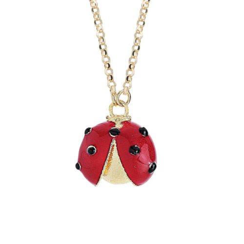 Ladybug necklace in 18kt yellow gold, manual enamel - CEA4060-MG