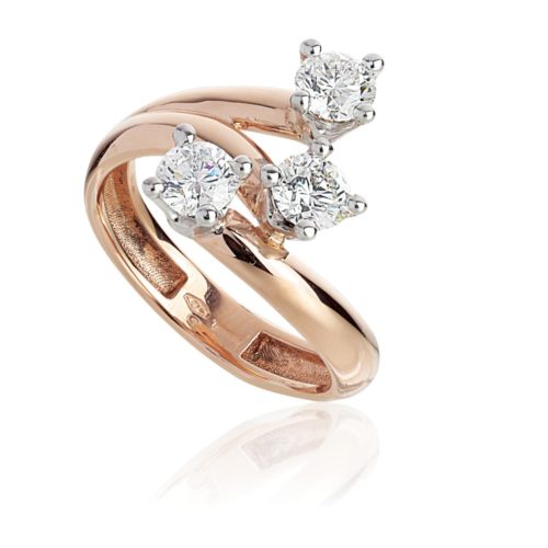 Trilogy contrarié ring in 18kt gold with diamonds
