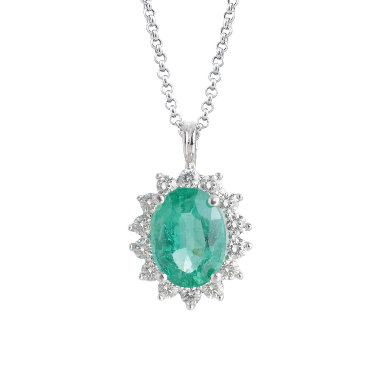 Necklace with Diamonds and Precious Stone