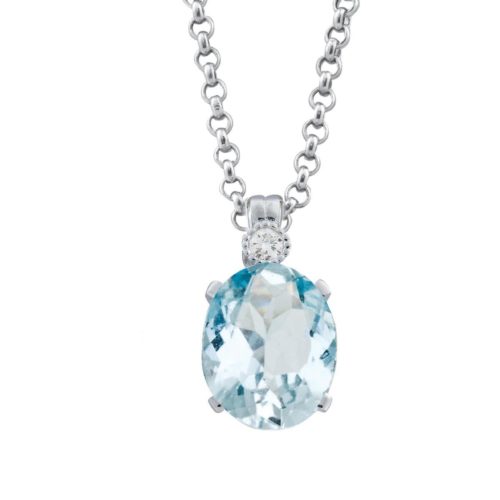 Necklace with diamonds and aquamarine