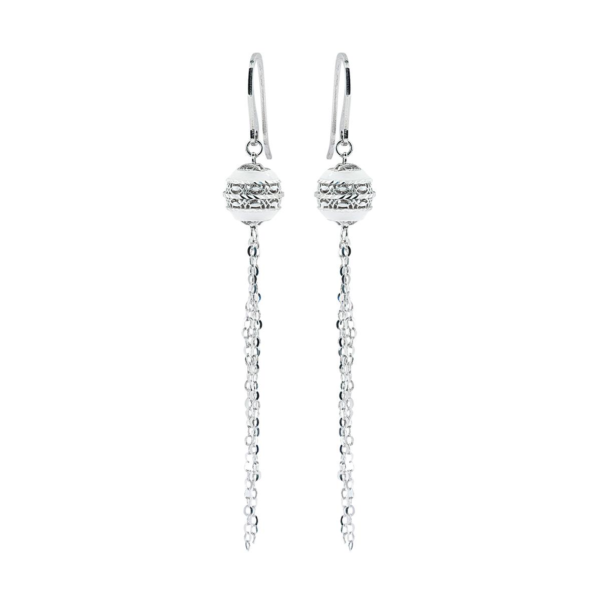 Geometry earrings in silver enamel