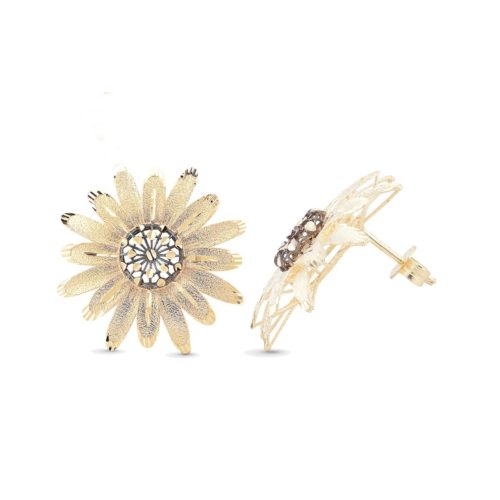 18 kt gold flower earrings