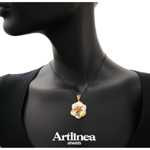 flower pendant in 18 kt gold