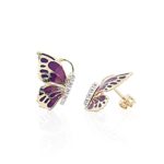 18 kt gold enamel butterfly earrings