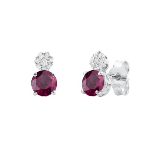 18kt white gold earrings with diamonds and precious stones - OD188