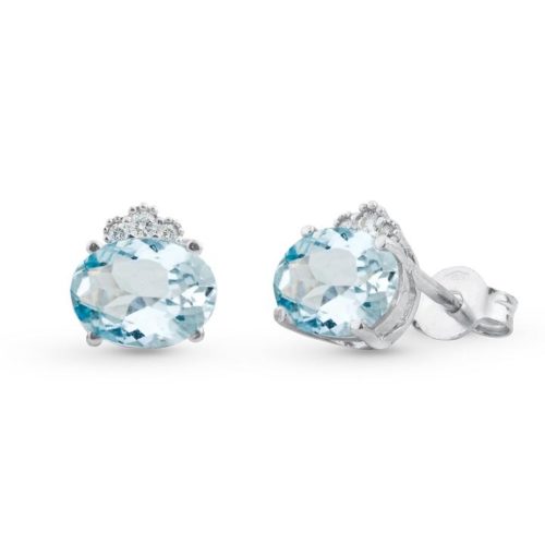 18 kt white gold earrings, with aquamarine and diamonds - OD193/AC-LB