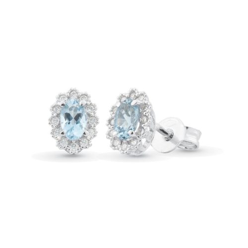18 kt white gold earrings, with aquamarine and diamonds - OD200/AC-LB