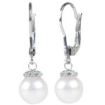 Hook earrings in 18 kt white gold with diamonds and sea pearls 8-8.50 mm - OD276-4B