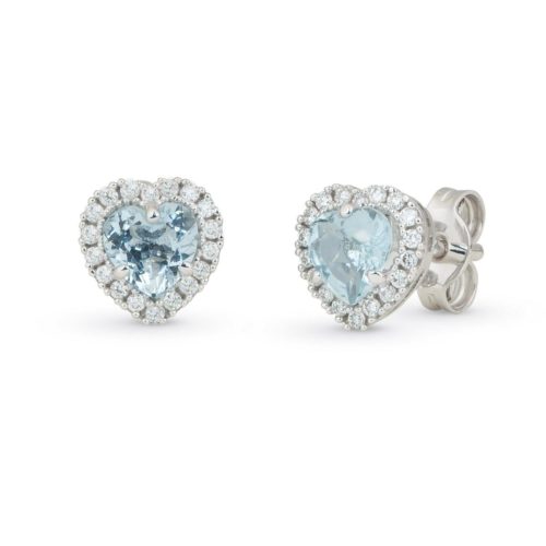 18 kt white gold earrings, with heart-shaped aquamarine and diamonds - OD280/AC-LB