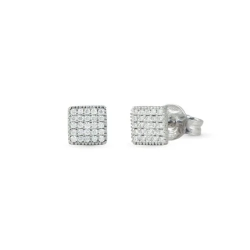 Square 18 kt white gold earrings with pavé diamonds - OD287-LB