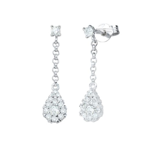 Drop earrings in 18kt white gold with pavé diamonds - OD309/DB-LB