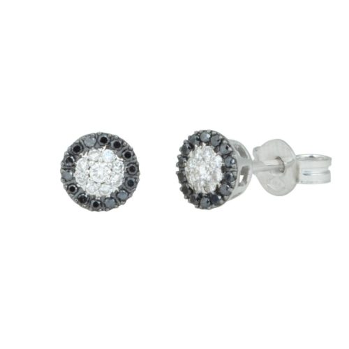 18kt white gold earrings with white and black diamonds pavé - OD310-LL