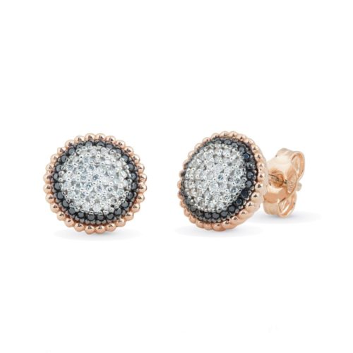 Earrings in gold and white and black diamonds - OD313