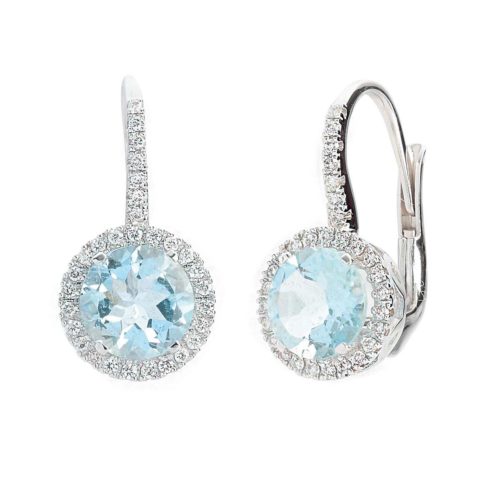 18 kt white gold earrings, leverback with aquamarine and diamonds - OD318/AC-LB