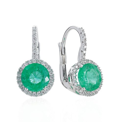 Clip earrings in 18kt white gold with diamonds and natural emerald - OD318/SM-LB