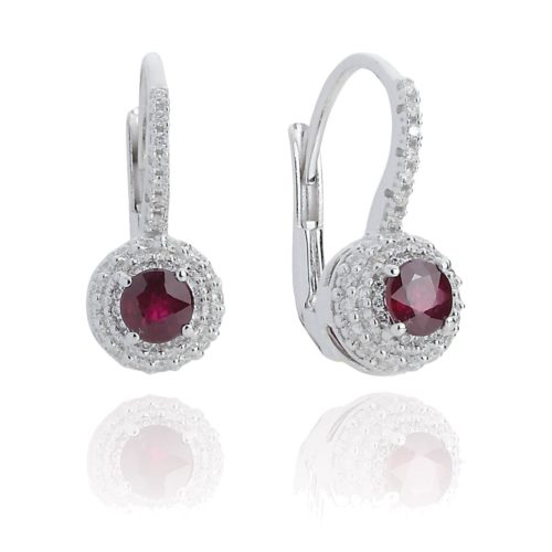 Hook earrings in 18kt white gold with diamonds and central precious stones - OD336