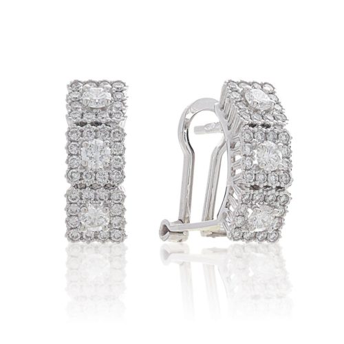 18kt white gold trilogy clips earrings with pavé diamonds - OD355/DB-LB