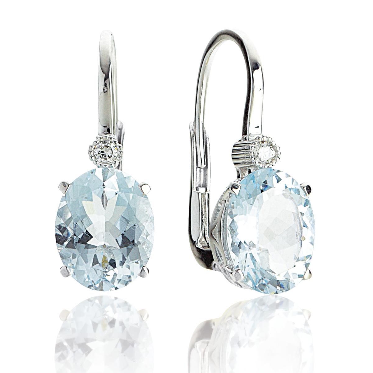 Gold earrings with aquamarine and diamonds - OD363/AC-LB