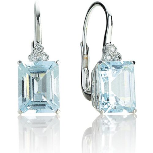 18 kt white gold earrings, leverback with aquamarine and diamonds - OD364/AC-LB