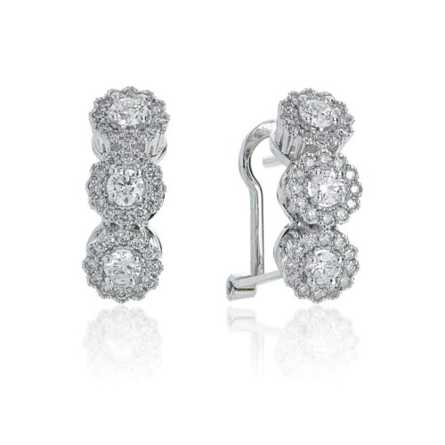18kt white gold trilogy clips earrings with pavé diamonds - OD381/DB-LB
