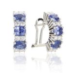 18kt white gold earrings with diamonds and precious stones - OD437