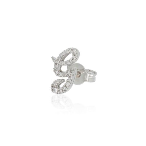 Mono earring in 18kt white gold, with customizable initial or number in diamonds - - OD452
