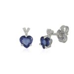 18kt white gold earrings with diamonds and central heart gemstone - OD466