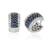 18kt white gold earrings with diamonds and central precious stone - OD475